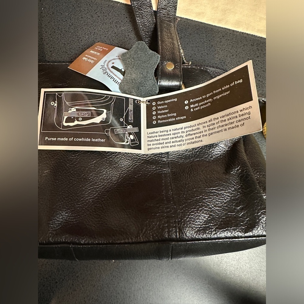 NWT Roma Leather Locking Concealment Purse Black Dual Handle Med Sz Multi Pocket - Picture 8 of 16